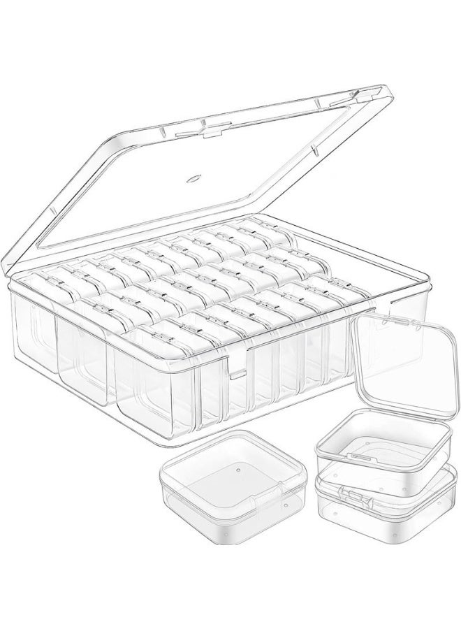 30-Compartment Clear Plastic Bead Storage Box Organizer with Lid | Multi-Compartment Jewelry Diamond Bead Nail Art Organizer | Household Desktop Small Item Sorting Case Clear Plastic Container | 22.5x17x6cm